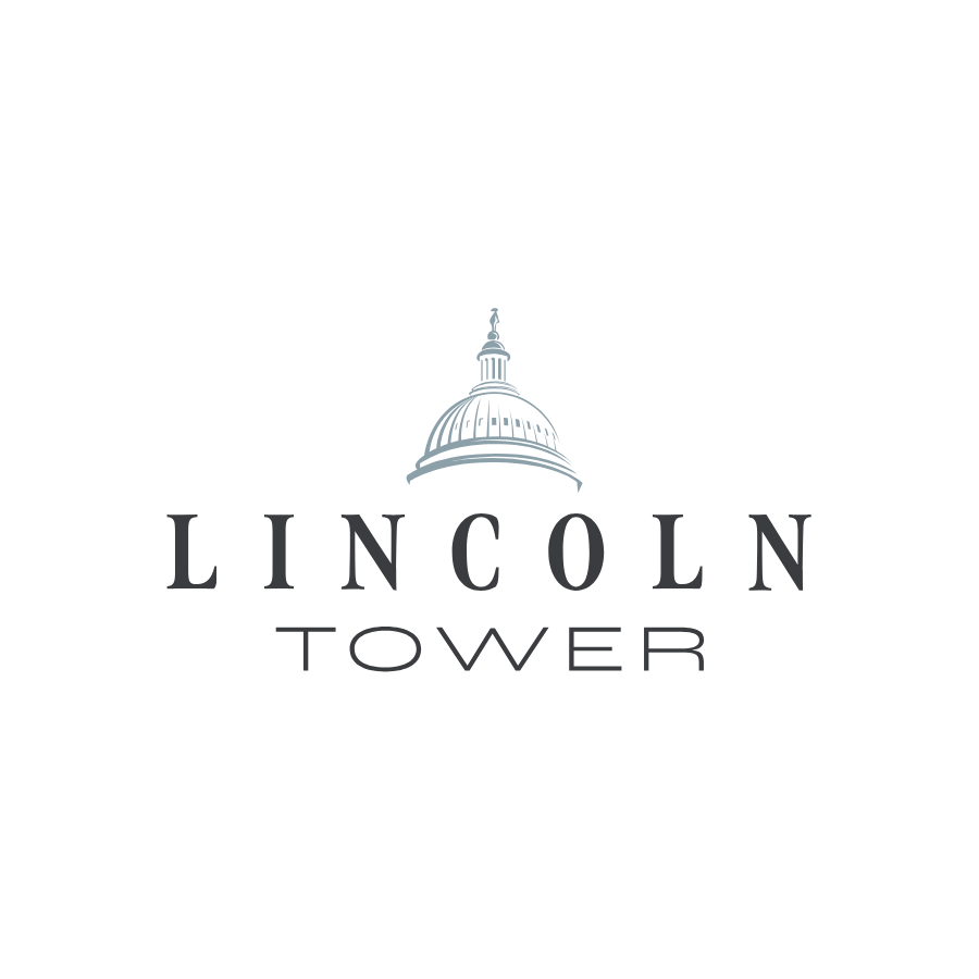 a tower logo on a green background